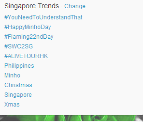 SINGAPORE shawol  trending #HappyMinhoDay & #Flaming22ndDay